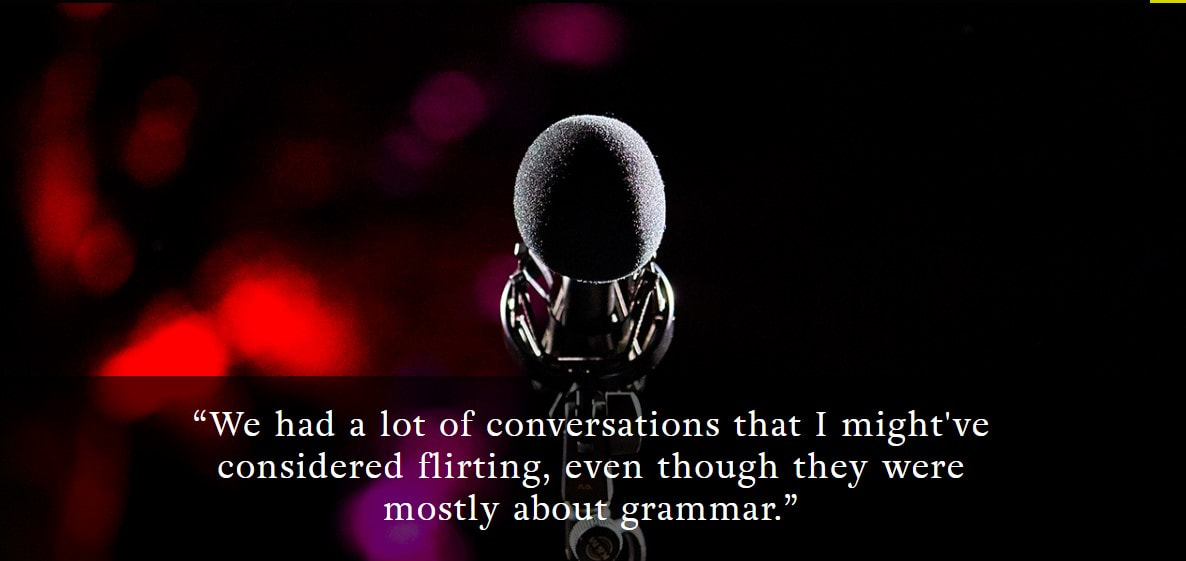Image of a microphone, overlaid with the text: 